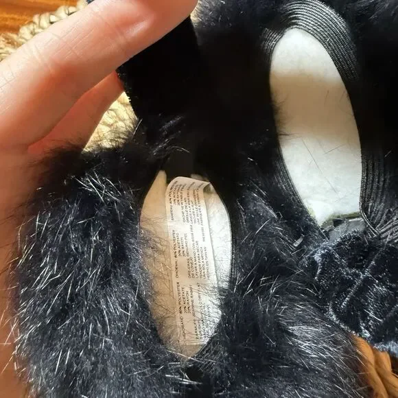 Vintage‎ Fur Earmuffs Geuine Rabbit Black on Velvet Headband EUC Hats